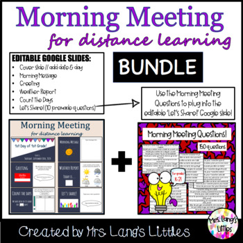Preview of Distance Learning Morning Meeting + Sharing Questions // BUNDLE