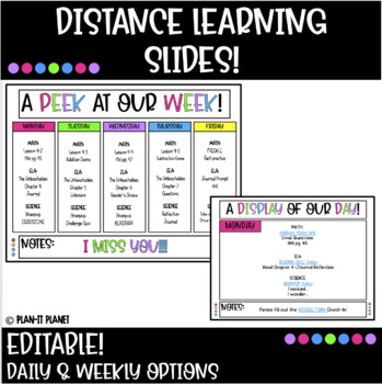 Preview of Distance Learning Morning Slides! Editable! Daily/Weekly!