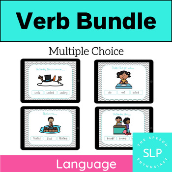 Preview of MULTIPLE CHOICE: Verb Tense Interactive BOOM Cards BUNDLE