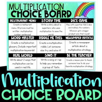 Preview of Multiplication Choice Board | Parent Letter Template