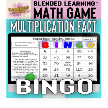 Paperless Digital Multiplication Fact Bingo/ Google Slides/ Google Meet