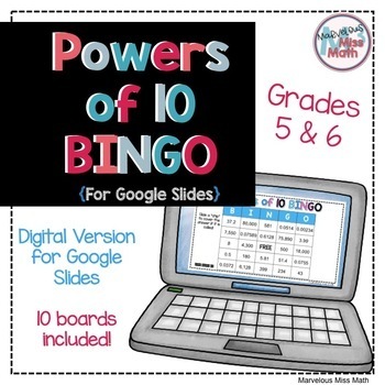 Preview of Digital Multiplying & Dividing by Powers of 10 BINGO for Google Slides