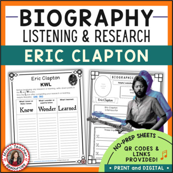 Preview of ERIC CLAPTON Music Research and Listening Activities Worksheets