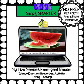 Preview of Distance Learning My Five Senses Emergent Reader And Activities For Pear Deck
