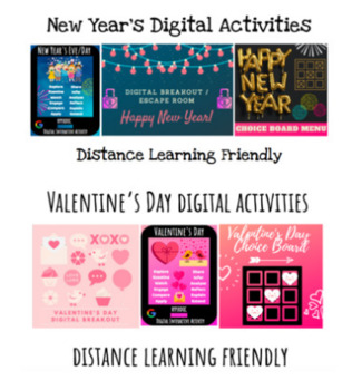 Preview of Distance Learning: New Year's & Valentine's Day Digital Activities Bundle