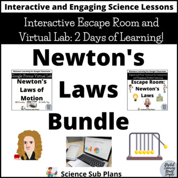 Preview of Newton's Laws - Breakout Escape Room Challenge and  Interactive Virtual Lab