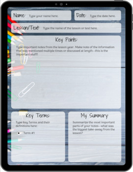 Preview of Distance Learning Note Taking Template for Virtual, Remote, and Hybrid Classroom