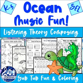 Preview of OCEAN MUSIC Activities Worksheets Note Reading Theory Composing Assessments