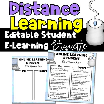 Preview of Distance Learning Online Etiquette EDITABLE