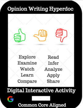 Preview of Distance Learning: Opinion Writing Hyperdoc / Digital Interactive Activity
