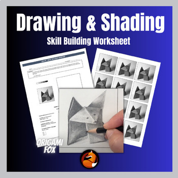 Preview of Drawing and Shading Worksheet Origami Fox Middle School Art High School Art