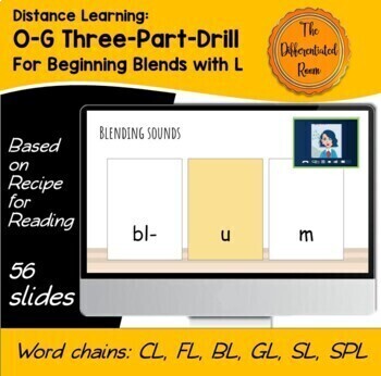 Preview of Distance Learning: Orton-Gillingham 3-Part-Drill cards for Blends with L