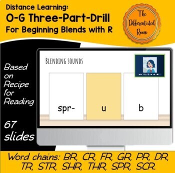 Preview of Distance Learning: Orton-Gillingham 3-Part-Drill cards for Blends with R
