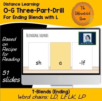 Preview of Distance Learning: Orton-Gillingham 3-Part-Drill cards for Ending Blends with L