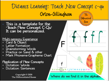 Preview of Distance Learning: Orton-Gillingham: Teach New Concept C-Qu Template