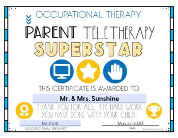 Preview of Distance Learning - PARENT Awards = OT