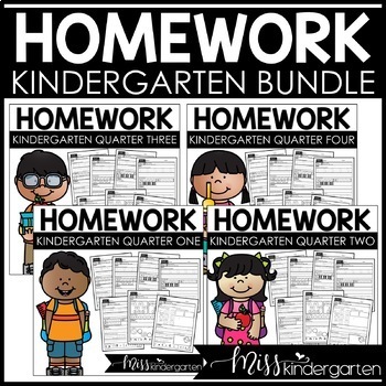 Preview of Kindergarten Weekly Homework Packets Easy to Prep Printables