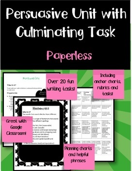 Preview of Distance Learning Paperless Online Persuasive Writing Pack