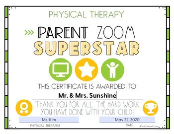 Preview of Distance Learning: Parent Awards = PT