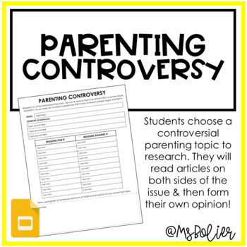 Preview of Distance Learning: Parenting Controversy Activity | Child Development | FCS