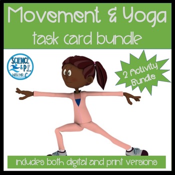 Preview of Elementary PE Activity: Movement & Yoga Task Card Bundle (Printable & Digital)