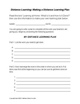 Preview of Distance Learning Planning Packet