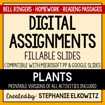 Preview of Plants Digital Assignments | Distance Learning & Digital Classrooms