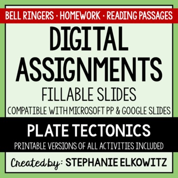 Preview of Plate Tectonics Digital Assignments | Distance Learning & Digital Classrooms