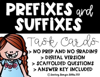Preview of Distance Learning - Prefix and Suffix Review Task Cards (Digital and Print)
