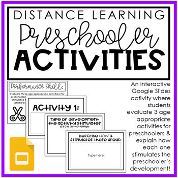 Preview of Distance Learning: Preschooler Activities | Child Development | FCS
