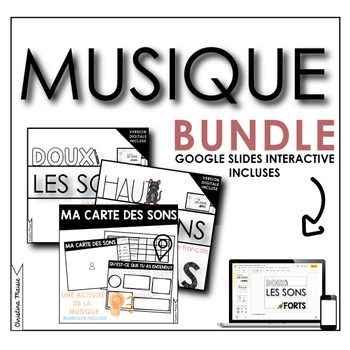 Preview of Interactive Primary French Music Bundle - Google Slides & Print!