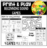 LOW PREP Print & Play Beginning Sound Games