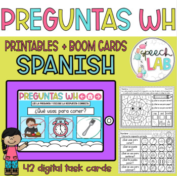 Preview of Distance Learning + Printables Spanish WH Questions / Preguntas WH en Español