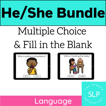Preview of Pronoun: HE/SHE MULTIPLE CHOICE and FILL IN THE BLANK BUNDLE Boom Learning