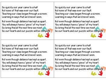 Distance Learning Puzzle Poem by Chalk One Up for the Teacher | TpT