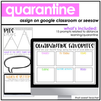Preview of Distance Learning | Quarantine Writing Prompts and Activities | Digital Resource