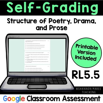 Preview of RL5.5 Structure of Poetry Quiz [DIGITAL + PRINTABLE]