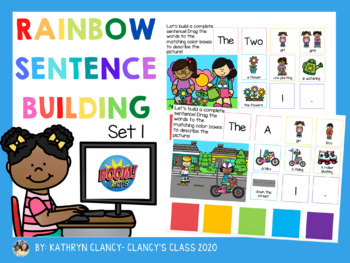 Preview of Distance Learning Rainbow Sentence Building Boom Cards