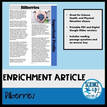 Preview of Biology Warm Ups: Bilberries Article (Google Slides and PDF)