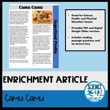 Preview of Biology Warm Ups: Camu Camu Article (Google Slides and PDF)