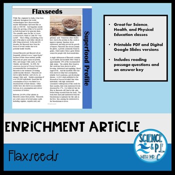 Preview of Biology Warm Ups: Flaxseeds Article (Google Slides and PDF)