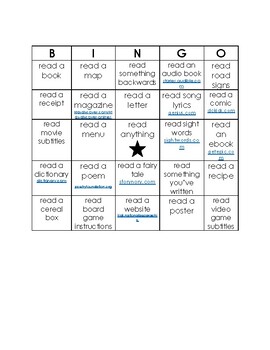 Preview of Distance Learning Reading BINGO with Links