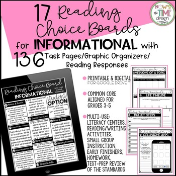 Preview of Reading Choice Boards for Informational Text | Google | Digital & Printable
