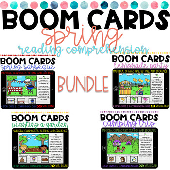Preview of Distance Learning | Reading Comprehension BOOM Cards | Spring Reading