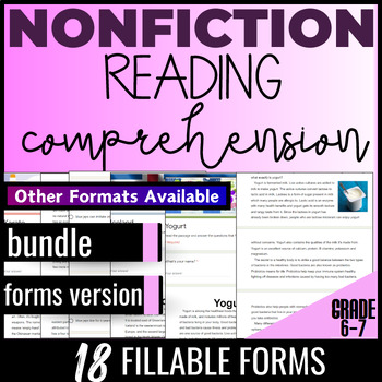 Preview of 6th 7th Grade Nonfiction Reading Comprehension Passages and Questions Bundle