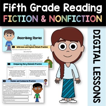 Preview of Fifth Grade Reading Bundle - Google Slides | 30% off  | Literacy Skills Review