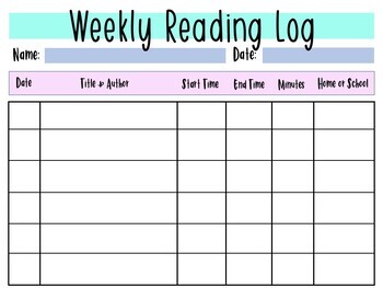 Preview of Distance Learning Reading Log