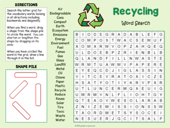 digital recycling word search puzzle worksheet activity google slides
