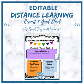 Preview of ***EDITABLE***Distance Learning Report/ Goal Sheet