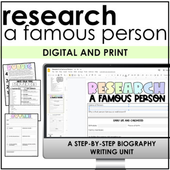 Preview of Distance Learning Research a Famous Person | Biography Writing | Digital
